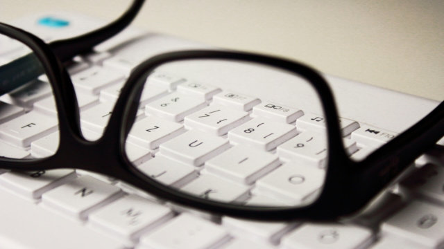 Glasses on keyboard