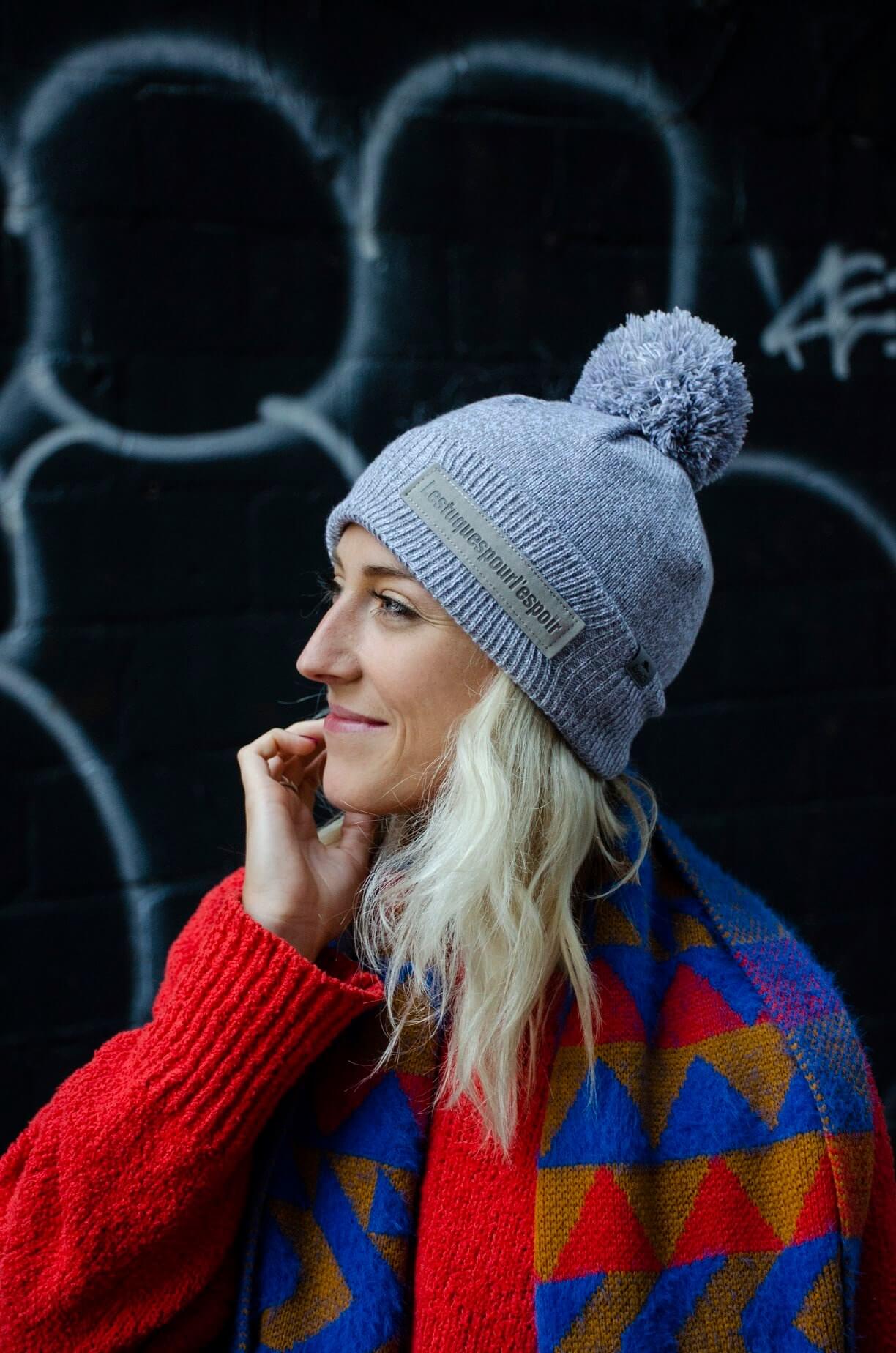 Canadian ice dancer Piper Gilles wearing a Hats for Hope toque.