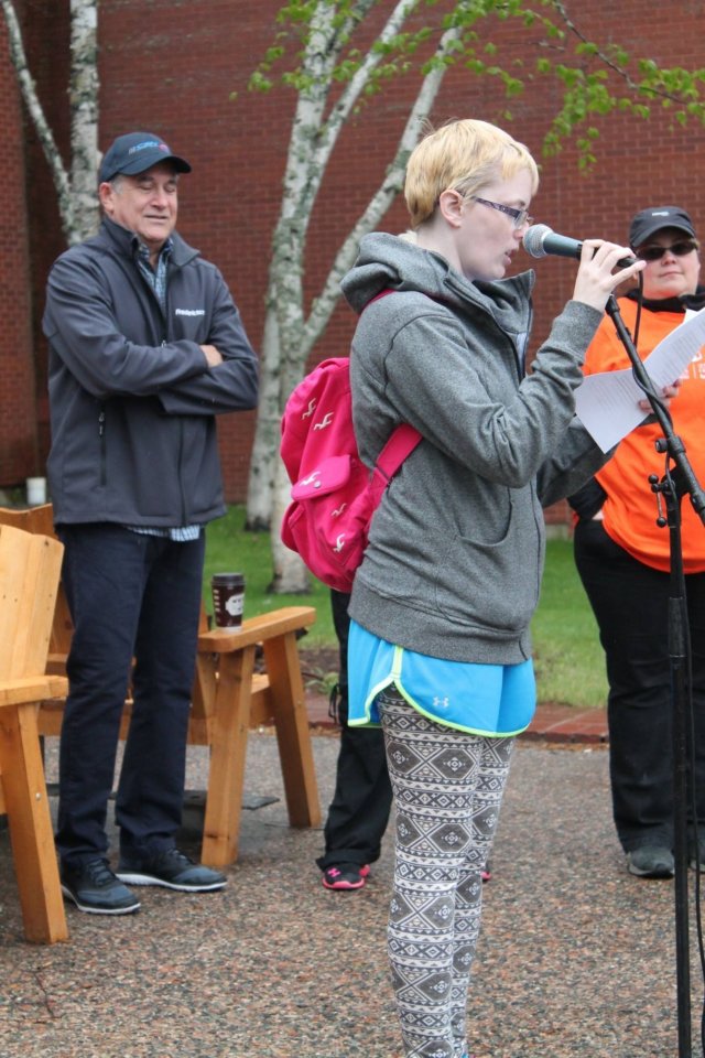 Katie speaking at the Brain Tumour Walk